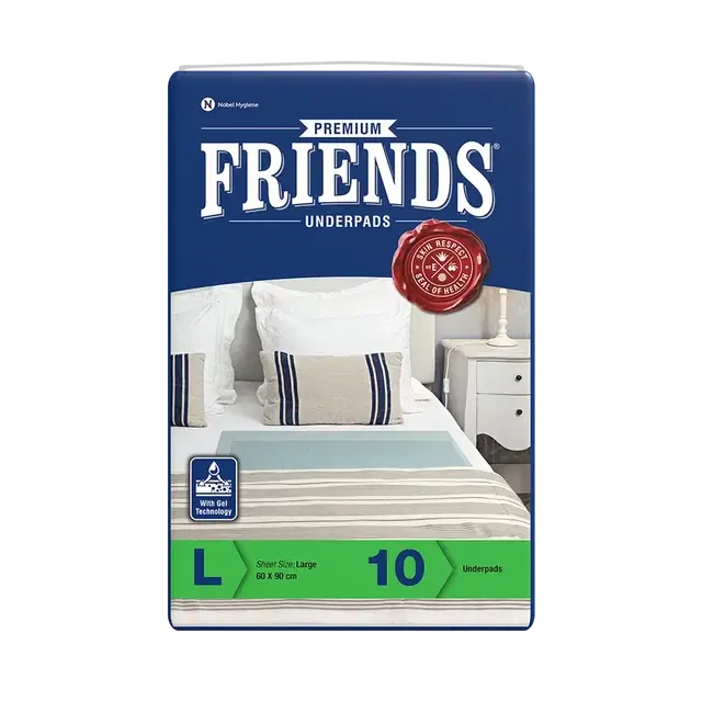 Friends Premium Under Pads- Green Strip (Large) 60X90cm 10 Pc