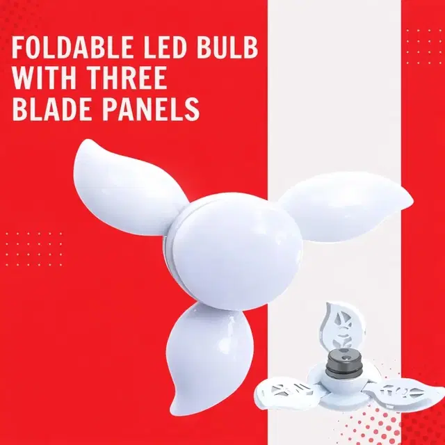 Foldable Led Flower Shape Bulb cool White [3 Leaf] 20 W
