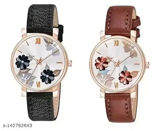 Analog Watch for Women, Pack of 2 (Multicolor)
