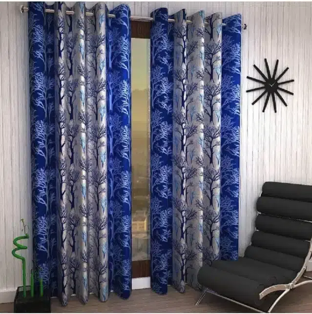 Window Curtains, Pack of 2, Blue, 5 feet