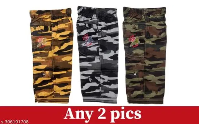 Cotton Blend Capris for Kids, Pack of 2 (Multicolor, 2-3 Years)