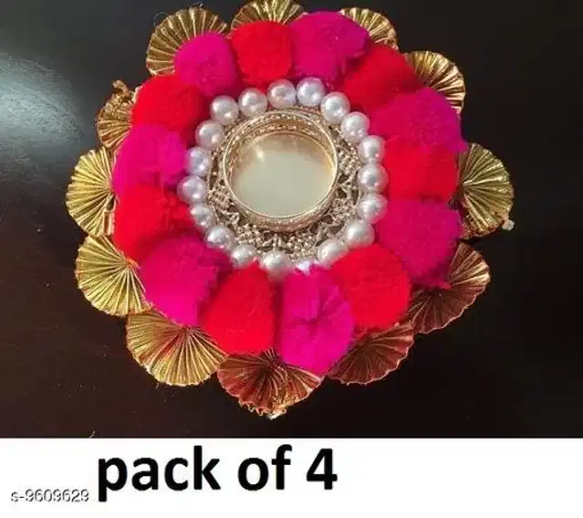 Beautiful Metal Diya, Multicolor, Pack of 4