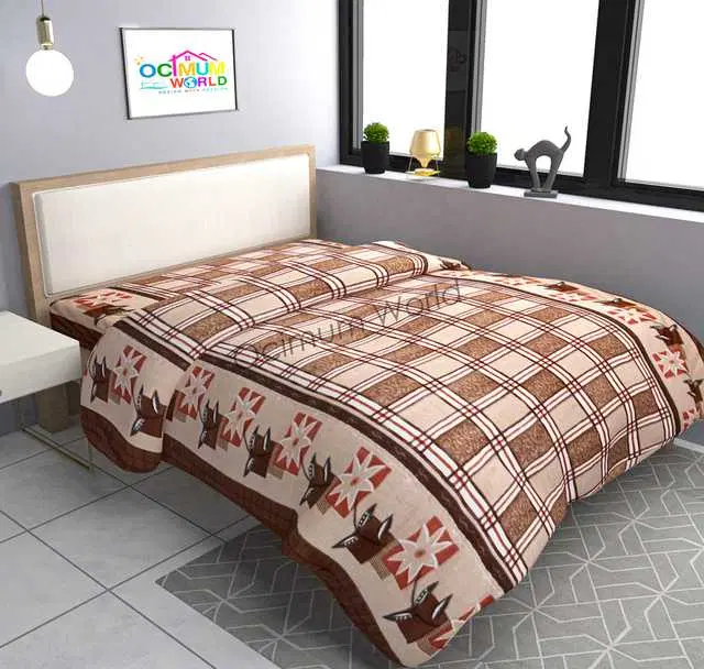 MORADO Double Bed Woolen Fabric Duvet Cover for Winters, Brown, 90X100 Inches, M-08
