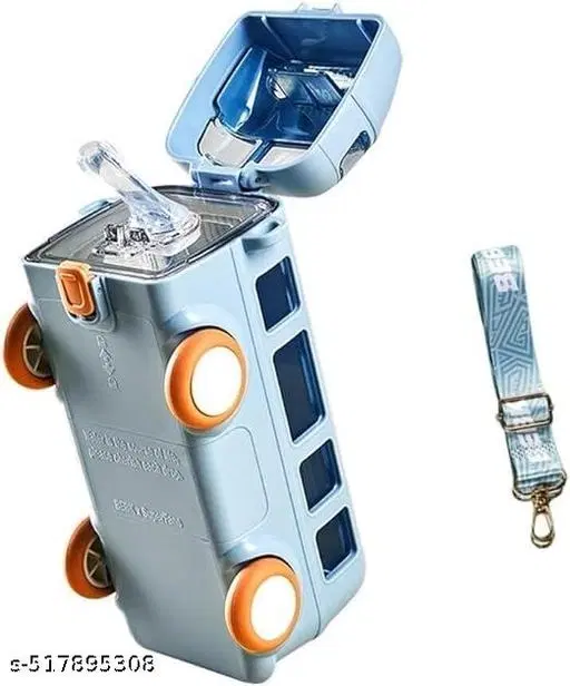 Plastic Bus Shape Sipper Bottle for Kids, Multicolor (1000 ml)