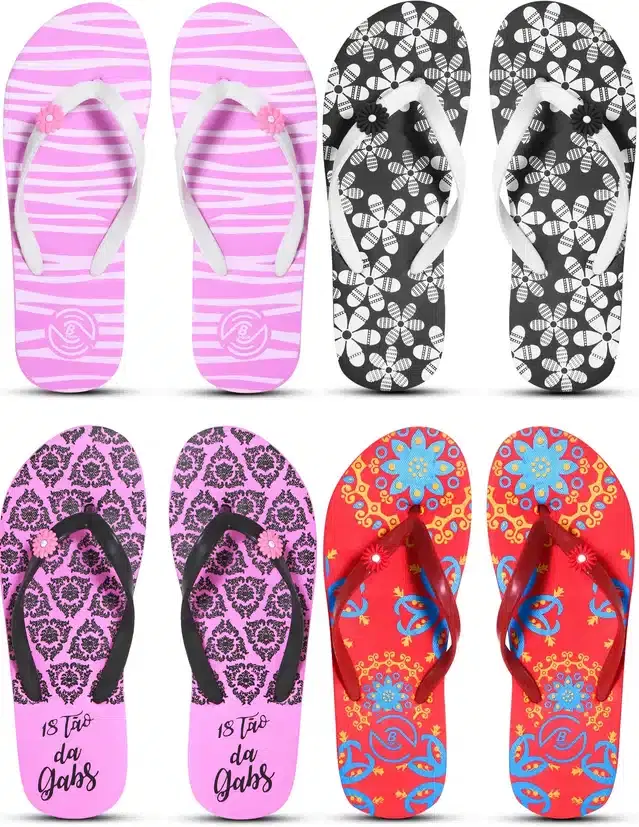 Flip Flops for Women, Pack of 4 (Multicolor, 5)