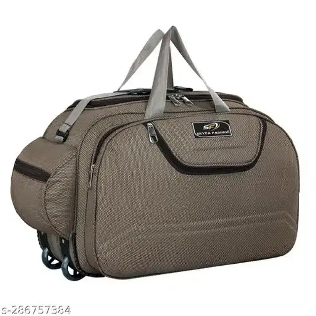 Nylon Strolley Duffel Bag, Grey, 60 L