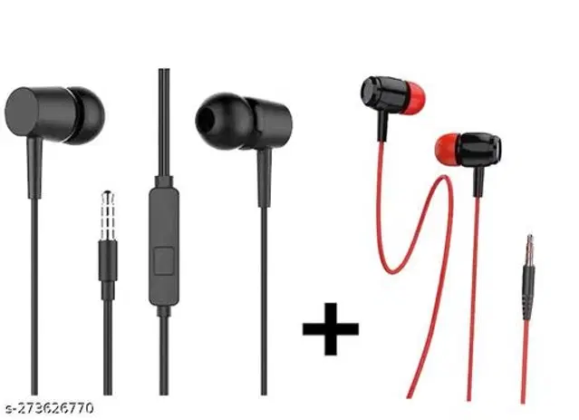 Premium 3.5 mm Jack Wired Earphones, Multicolor, Pack of 2