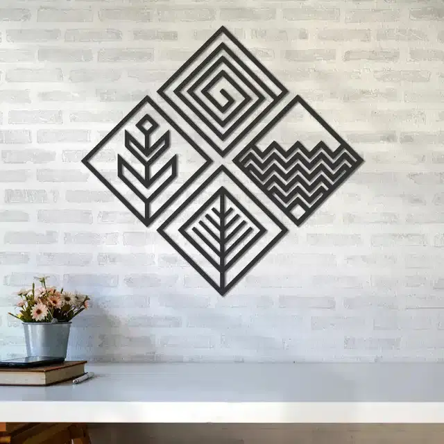Wooden Self Adhesive Wall Sticker, Black