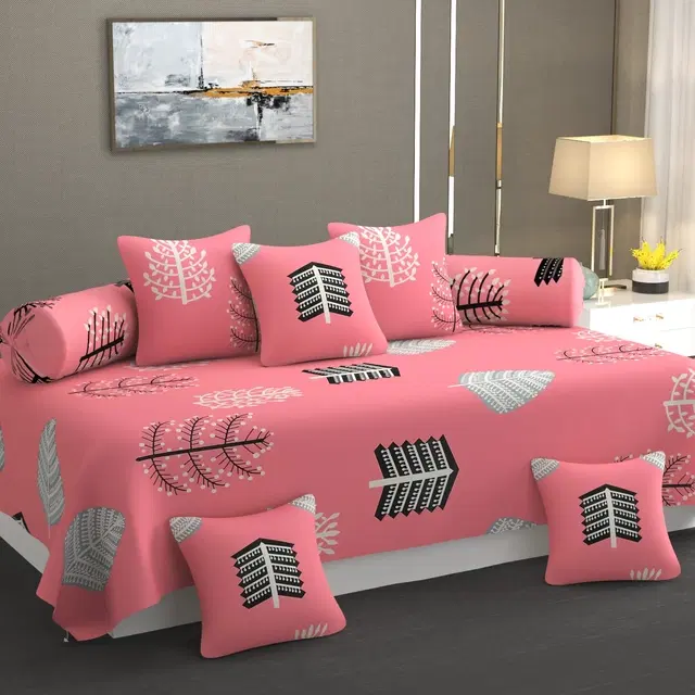 Cotton Printed Diwan Covers Set, 60x90 Inches, Multicolor, Set of 8