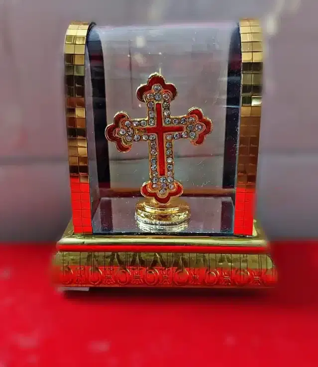 Cross Box Frame for Car Dashboard & Home Decor, Multicolor, 9x6 cm