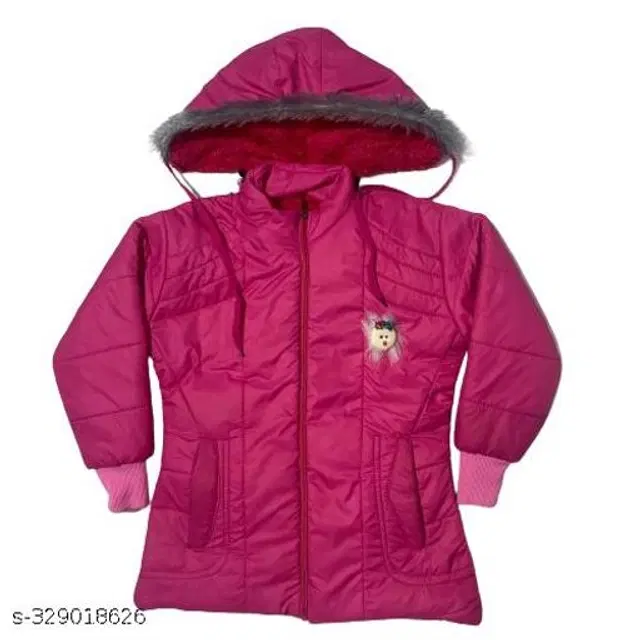 Polyester Jacket for Girls (Pink, 3-4 Years)