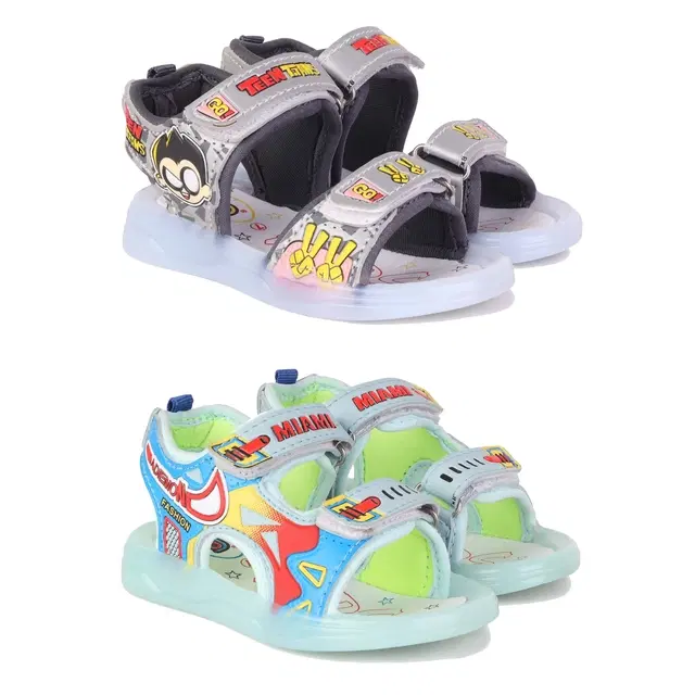 Sandals for Kids, Pack of 2 (Multicolor, 9 C)