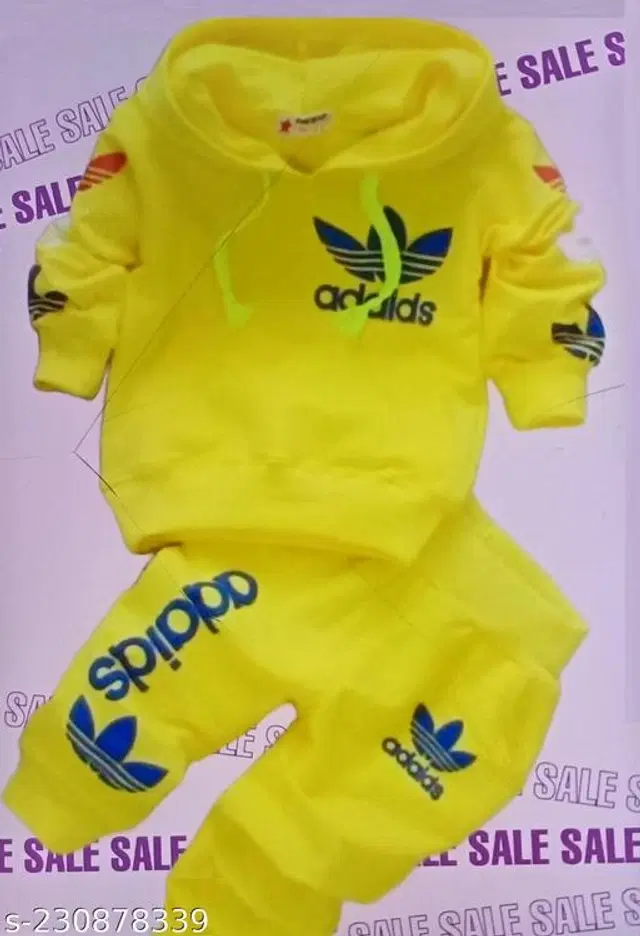 Cotton Solid Clothing Sets for Boys & Girls (Yellow, 1-2 Years)
