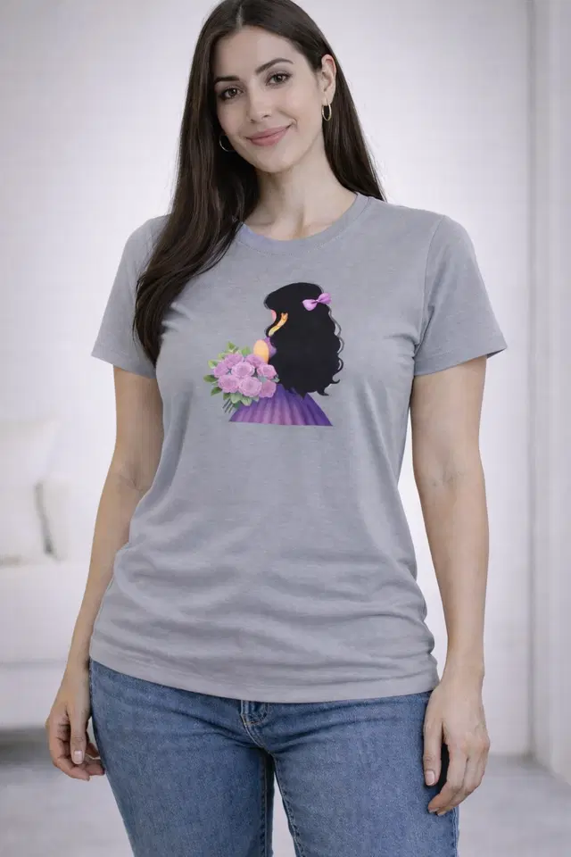 Cotton Blend Printed T-shirt for Men, Grey (S)