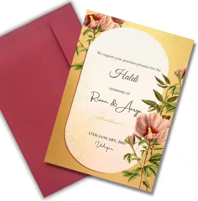 Haldi Ceremony Greetings with Envelope, Multicolor