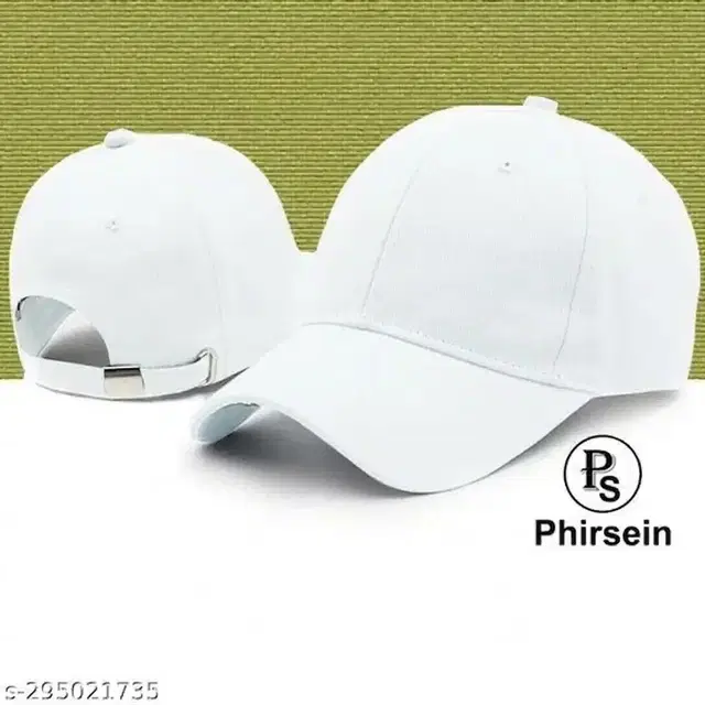 Plain Polyblend Caps, White (Free Size)