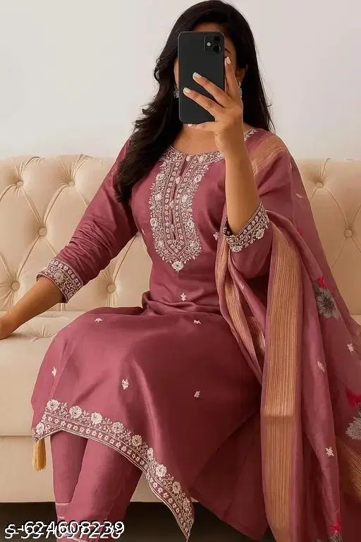 Printed Floral Dupatta Set for Women (Peach, XXS)