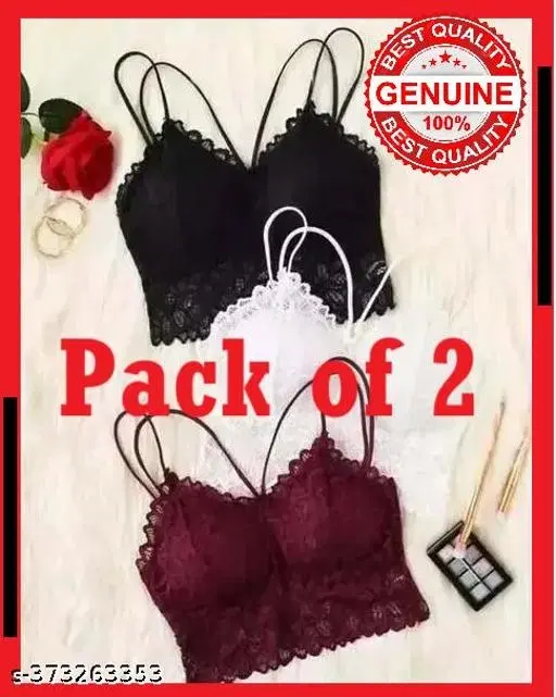 Super Net Solid Bras for Women, Assorted, Pack of 2 (28A)