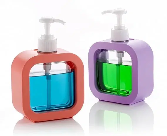 Plastic Refillable Liquid Soap Dispenser for Bathroom, Multicolor, 300 ml, Pack of 2