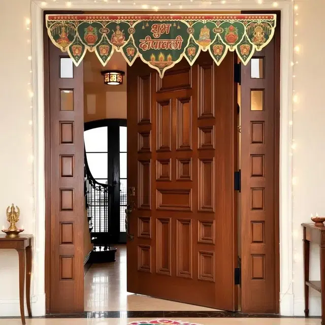 Beautiful Shubh Deepawali Golden Toran, 27x9 for Diwali Poojan Home Decor, Pack of 1