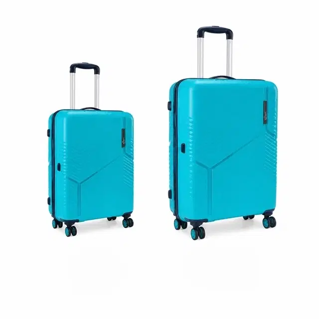 Safari Carter Pro CM Set of 2 Trolley Bags with 360° Spinner 8 Wheels, Cyan [Small, Medium]