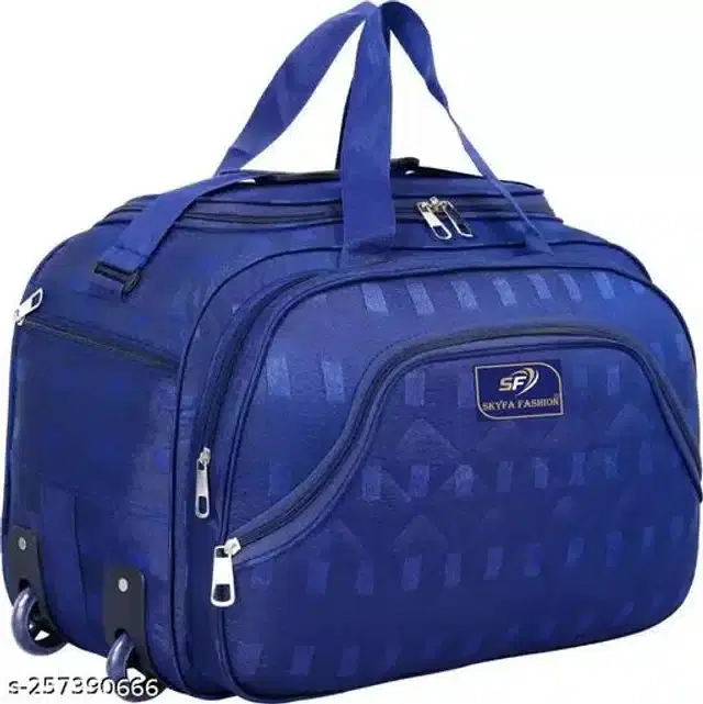 Polyester Strolley Duffel Bag, Blue, 60 L