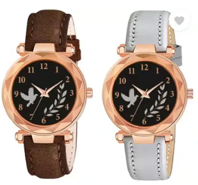 Analog Watch for Women, Pack of 2 (Multicolor)