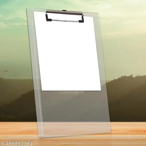 Clearr Transparent Paper Clipboard | Writing Pad | Drawing/Writing/Exam Board/Clipboard with Clip and Elastic - Sturdy, Lightweight for Office, School, College Transparent Exam Pad