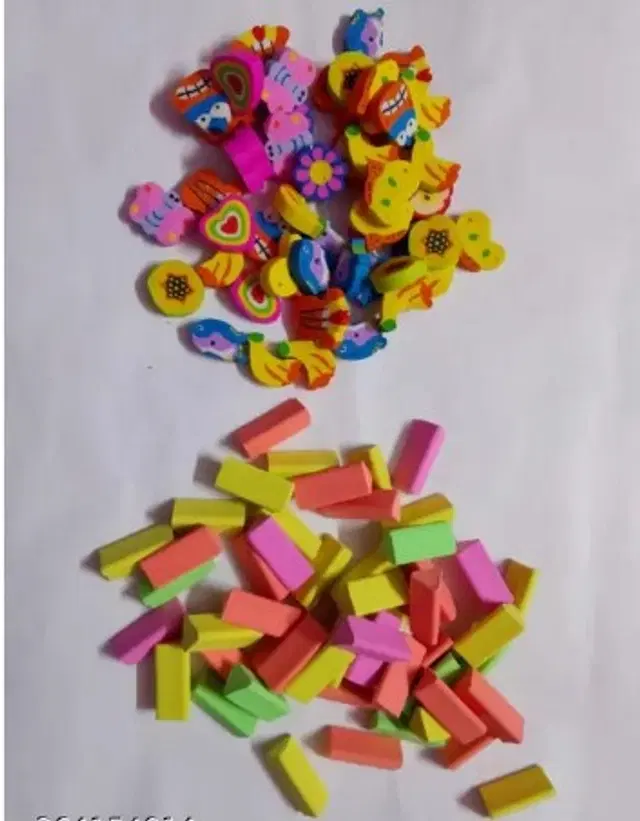 Posshe Mini Erasers for Kids, Multicolor, Pack of 50