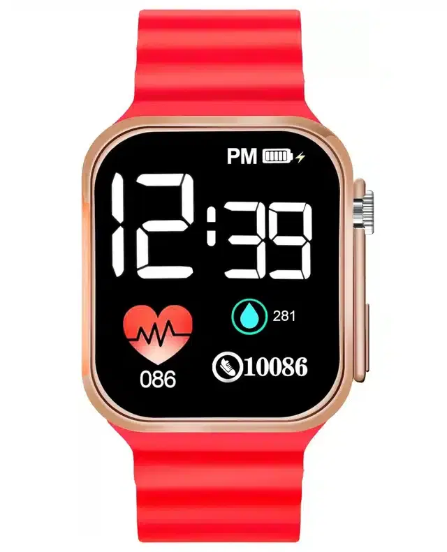 Ceramic Digital Watch for Kids (Red & Copper)