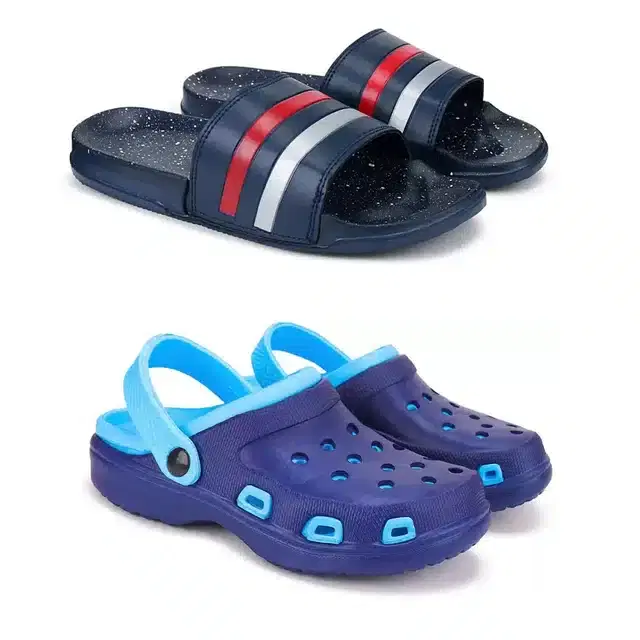 Clogs & Flip Flops for Men, Pack of 2 (Multicolor, 8)
