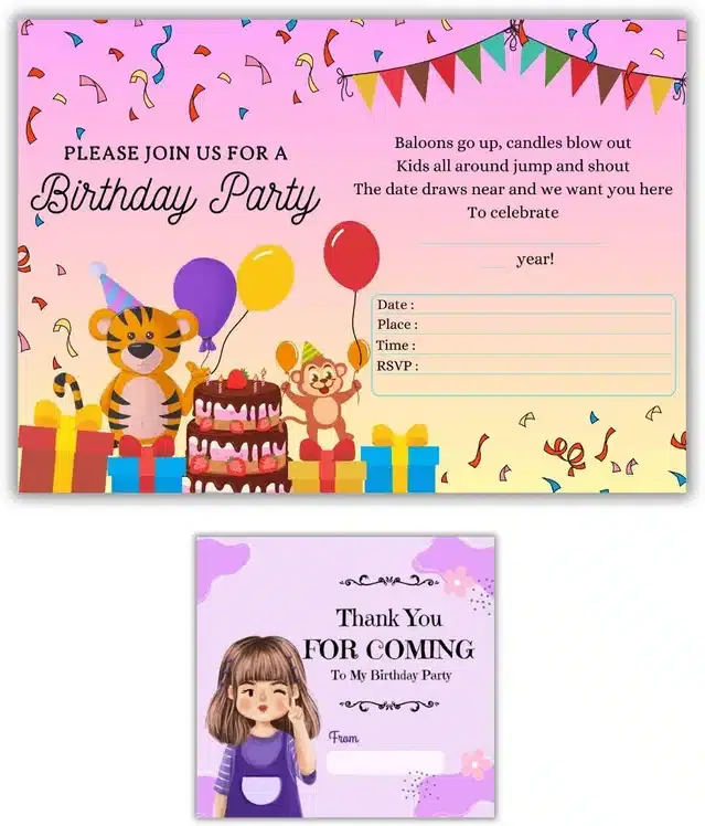 Birthday Party Greetings with Envelope, Multicolor
