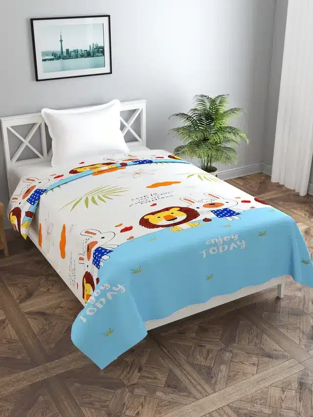 Printed Single Duvet Cover with Zipper, Multicolor, 60x90 Inches