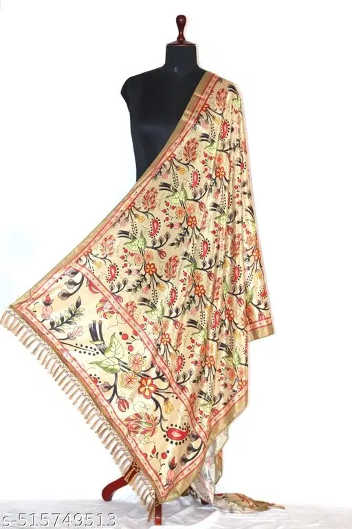 Art Silk Printed Dupatta for Women & Girls, Yellow (Free Size)