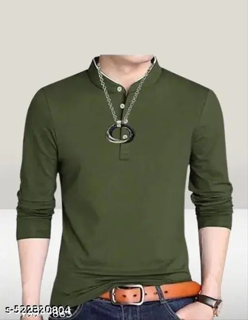 Acrylic Solid T-shirt For Men, Green (M)