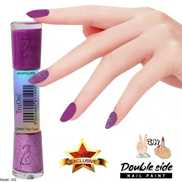 2 in 1 Glitter with Nail Polish, Purple