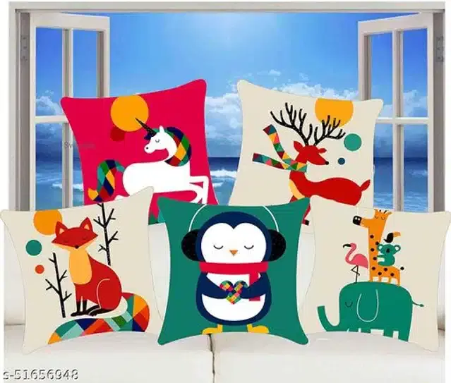 Cushion Cover for Home, Multicolor, 16x16 inches, Pack of 5