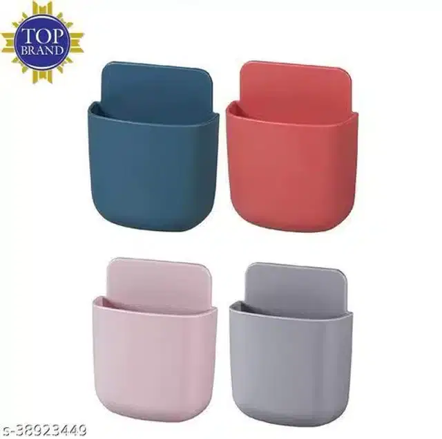 Plastic Wall Mounted Mobile Holder, Multicolor, Pack of 4