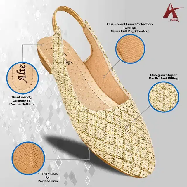 Open Back Bellies for Women (Gold, 3)