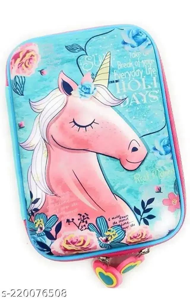 Unicorn Theme Pencil Case for Kids, Assorted