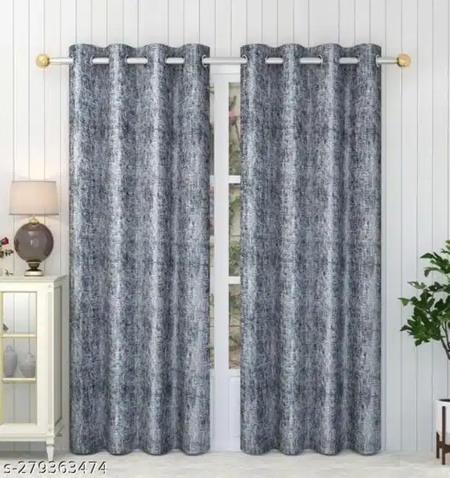 Curtains for Door, Grey, 7 Feet, Pack of 2