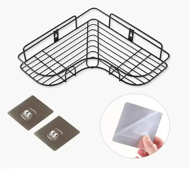 Metal Bathroom Corner Rack, Black