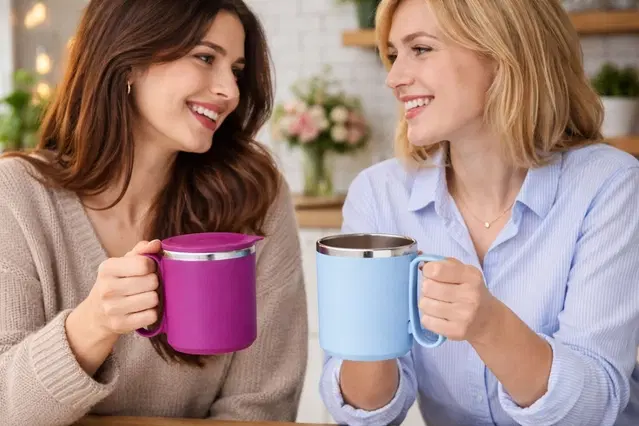 Stainless Steel Coffe Mug, Multicolour , Pack of 2 (300 ML)