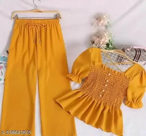 MOTI TOP AND PALAZZOS for Kids (Yellow, 13-14 Years)