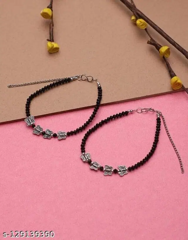 Alloy Anklets for Women, Pack of 2 (Multicolor)