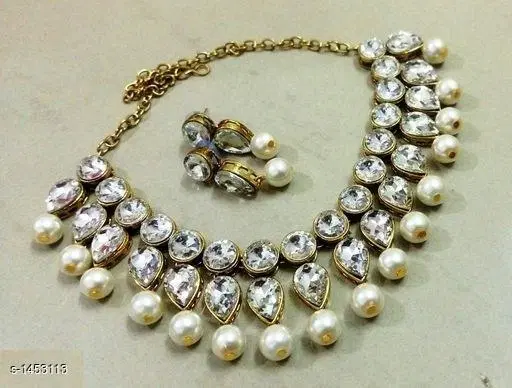 Elegant Alloy Necklace Set for Women & Girls, White