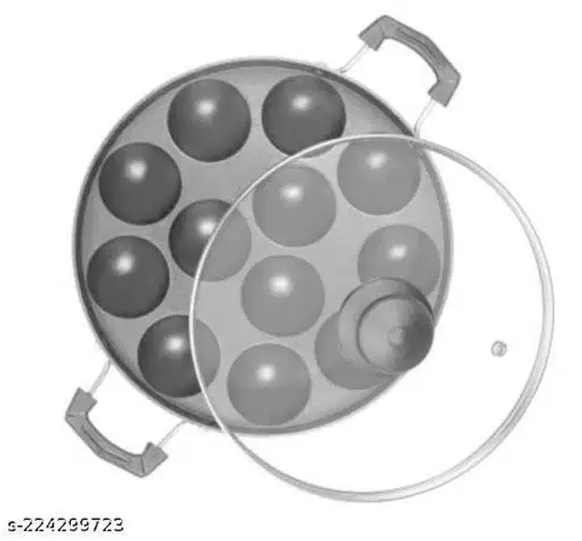 Aluminium Appam Maker with Lid, Silver