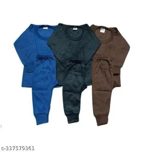 Woolen Thermal Set for Kids, Set of 3 (Multicolor, 0-2 Months)