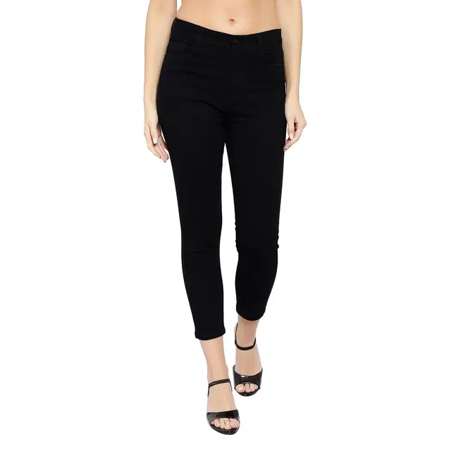 Cotton Blend Jeans for Women, Black (34)