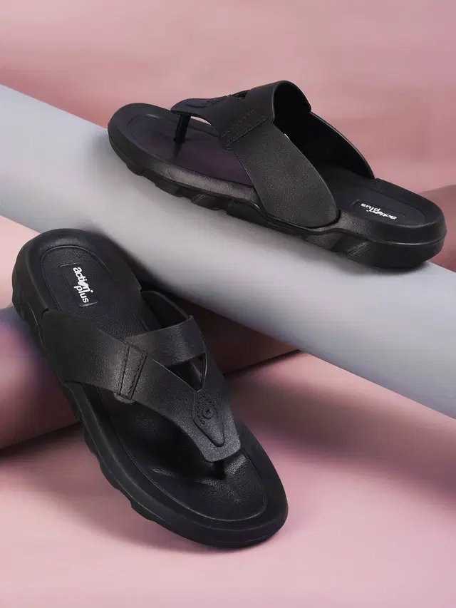 Action Flip Flops & Slippers for Men (Black, 6)